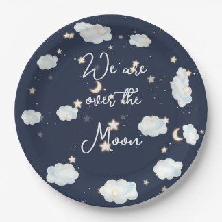 Plato De Papel Estamos Sobre El Tema De La Luna Invitación De Bab