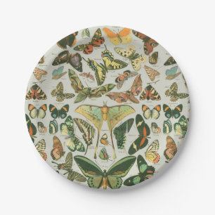 Plato De Papel Estampa de patrón de mariposa polilla vintage