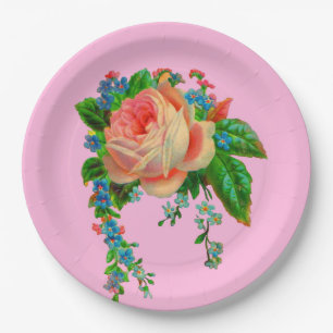 Plato De Papel estampa floral victoriana