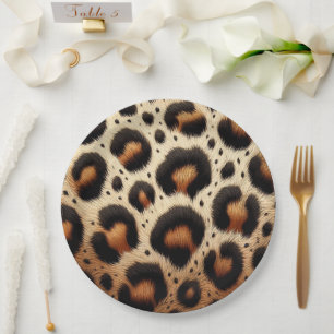 Plato De Papel Estampado de animal de manchas de piel de leopardo