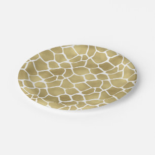 Plato De Papel Estampado de girafa del oro