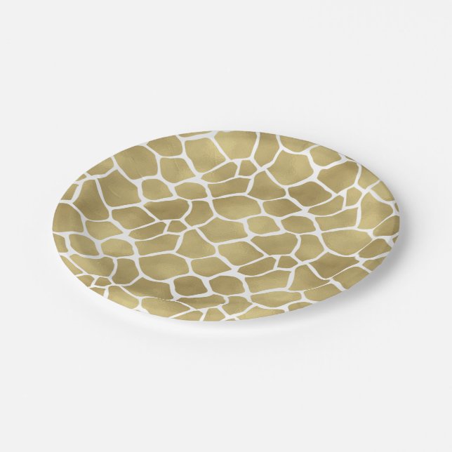 Plato De Papel Estampado de girafa del oro (Angular)