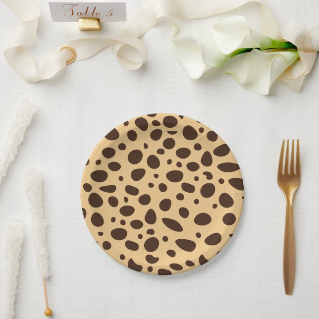 Plato De Papel Estampado de Guepardo Marrón (Boda)