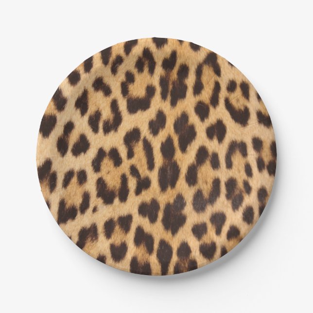 Plato De Papel estampado de leopardo chic salvaje de moda femenin (Anverso)