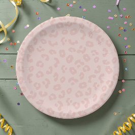 Plato De Papel Estampado de leopardo rosa pastel Cumpleañera Salv