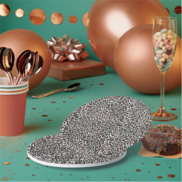 Plato De Papel Estampado de piel de leopardo blanco