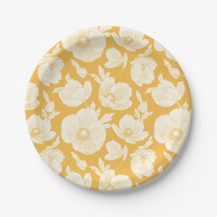 Plato De Papel Estampado de plores de oro