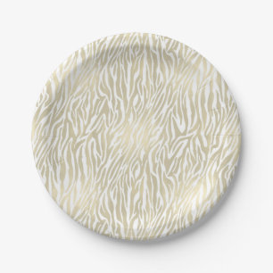 Plato De Papel Estampado de zebra elegante del oro