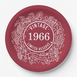Plato De Papel Estampilla de vino de Grapevine Vintage