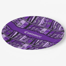 Plato De Papel Estantes de libros morados libros antiguos