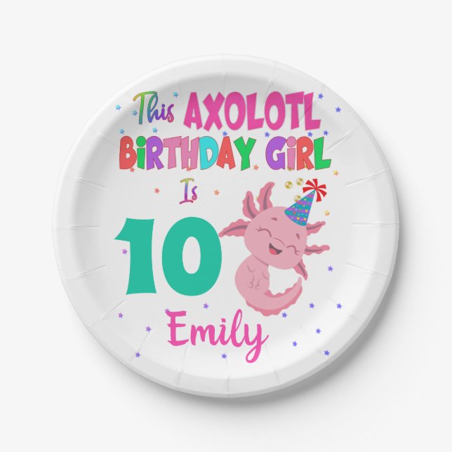 Plato De Papel Este Chica Axolotl es el salamandra anfibio  (Anverso)