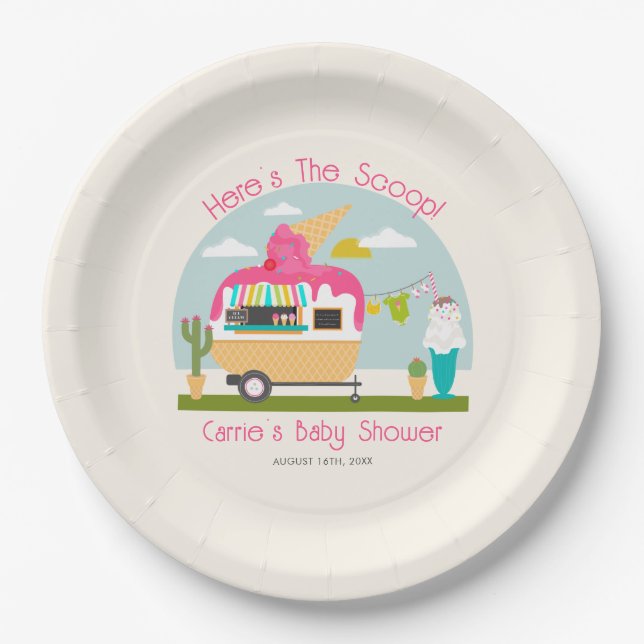 Plato De Papel Este es el Baby Shower del Chica de Camper de Scoo (Anverso)