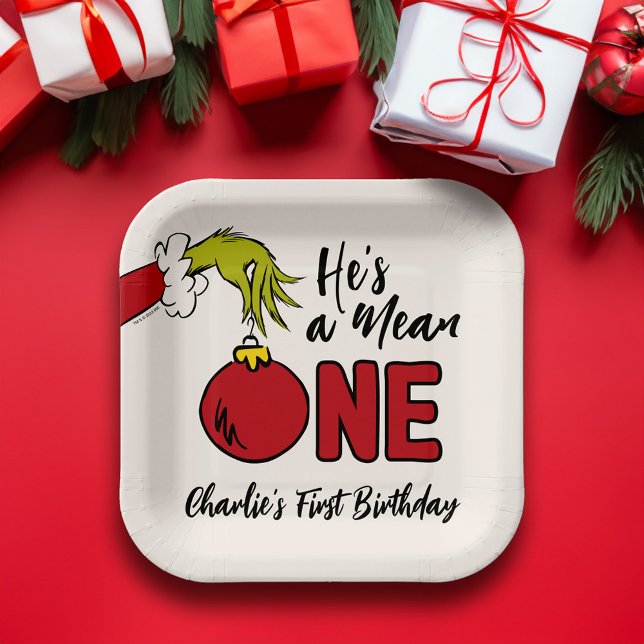 Plato De Papel Éste es un Malo | Cumpleaños Grinch (Plate on table)