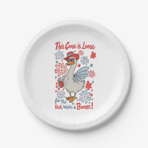 Plato De Papel Este ganso está suelto para el rojo, blanco y booz