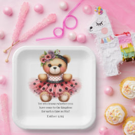 Plato De Papel Esther 4:14 Girly Bear Paper Plates
