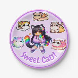 Plato De Papel Estilo Aphmau, Chica de cumpleaños, gatos dulces,