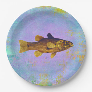 Plato De Papel Estilo de la cosecha de peces