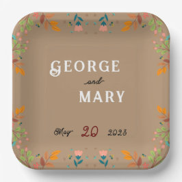 Plato De Papel Estilo de las flores