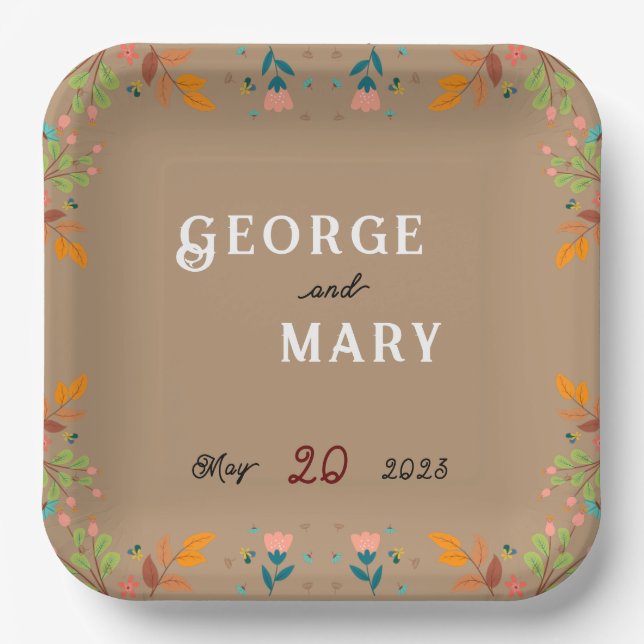 Plato De Papel Estilo de las flores (Anverso)