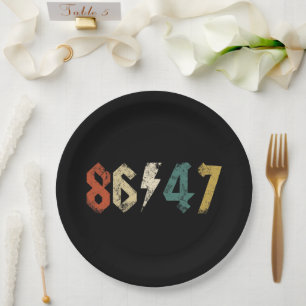 Plato De Papel Estilo de rock 80 retro anti Trump