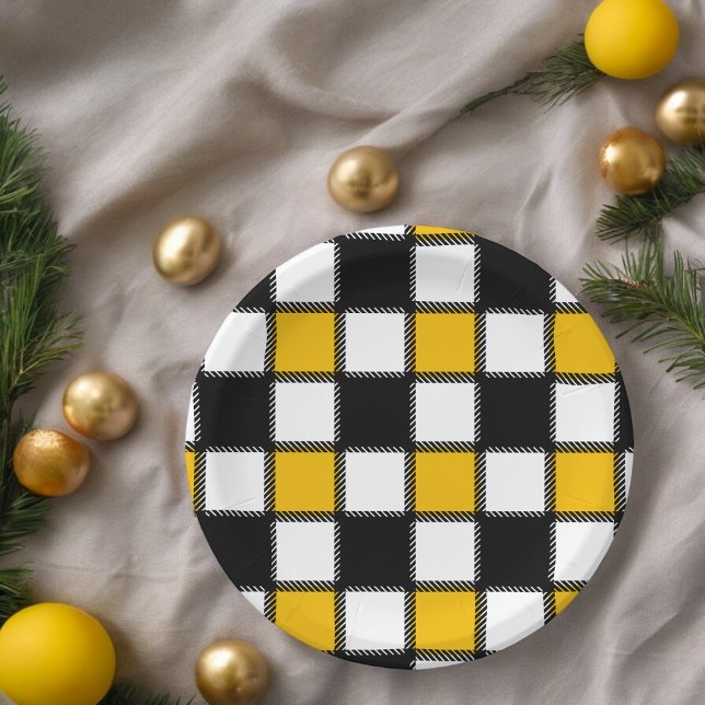 Plato De Papel Estilo de tablero de ajedrez (chess stripes ,birthday,wedding,baby shower,special occasion event paper plate party supplies)