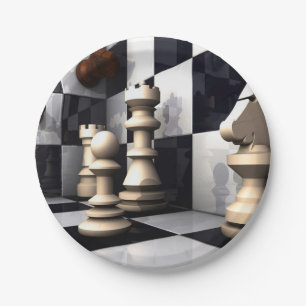 Plato De Papel Estilo del ajedrez del juego