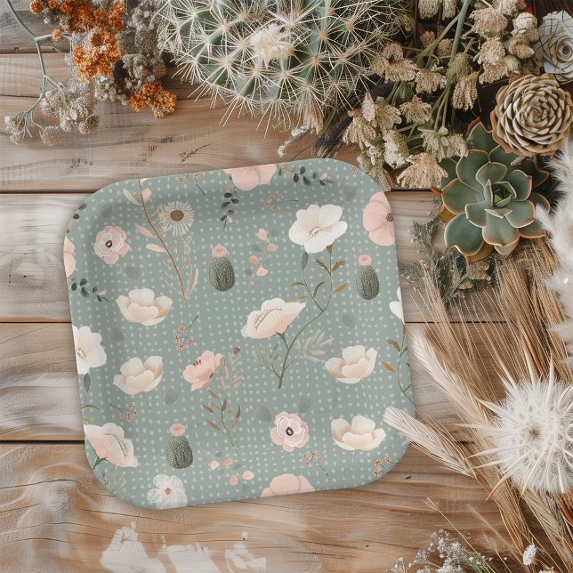 Plato De Papel Estilo del desierto (Let us take the prickles out of your baby shower planning with this “sand-tastic” desert chic theme.)