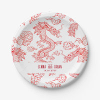 Estilo Dragon Doble Felicidad Símbolo Estilo Blanc