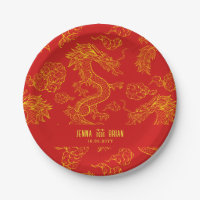 Estilo Dragon Doble Felicidad Símbolo Rojo+Gol Est