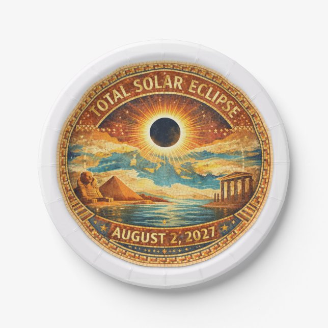 Plato De Papel Estilo Mosaico Eclipse 2027 (Anverso)