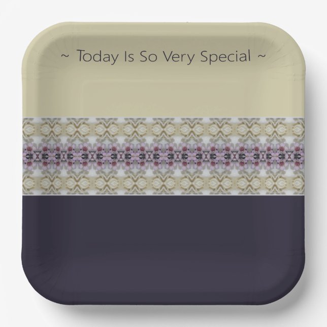 Plato De Papel Estilo Púrpura Y Gris Claro (Anverso)