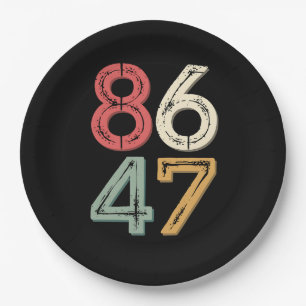 Plato De Papel Estilo Retro Años 80 Vintage Anti Trump 86 47
