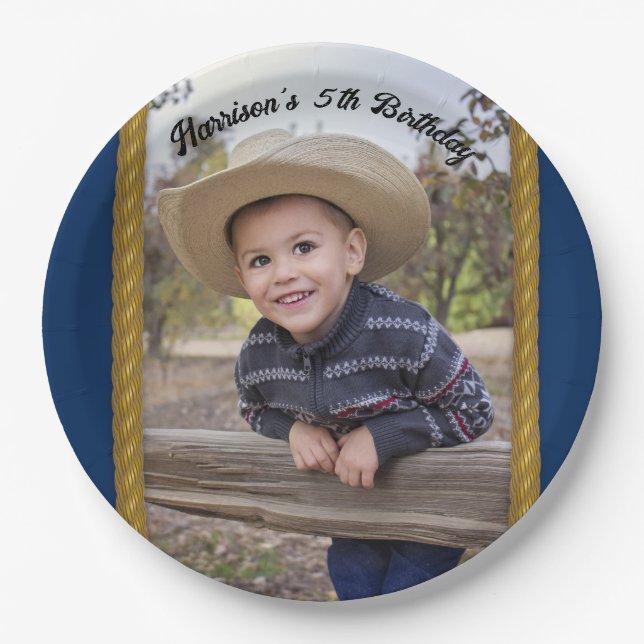 Plato De Papel Estilo Rope Frame Western (Anverso)