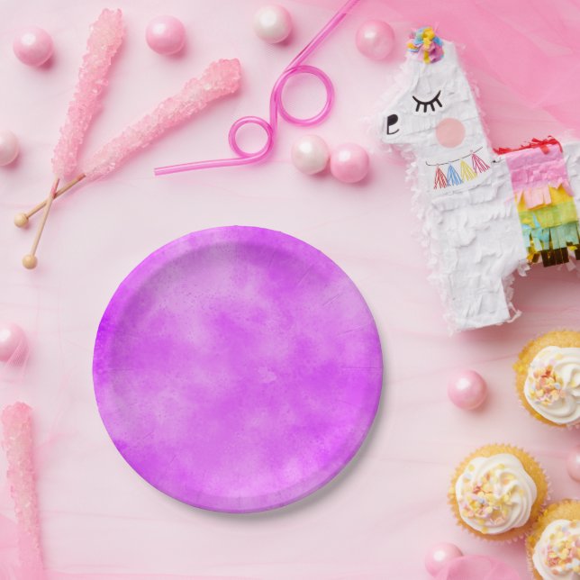 Plato De Papel Estilo Storm efecto de nube Purple (Fiesta)