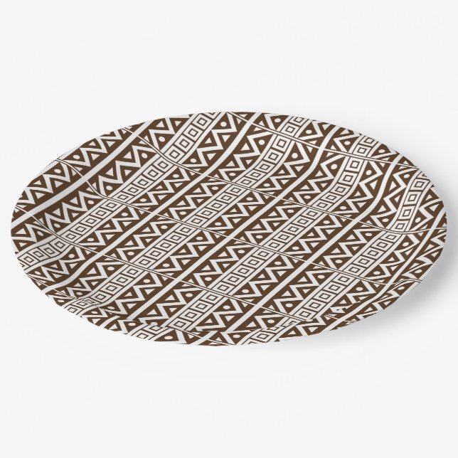Plato De Papel Estilo Tradicional Africano Patrón Blanco Sin Mara (Angular)