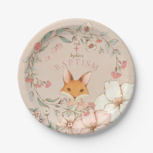 Plato De Papel Estilo Vintage Baptismo Chica de Fox Florals
