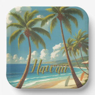 Plato De Papel Estilo Vintage De Viaje Hawaiano Aloha Desde Hawai