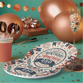 Plato De Papel Estilo Vintage Feliz Cumpleaños América