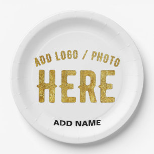 PLATO DE PAPEL ESTILOSO MODERNO PERSONALIZABLE BLANCO VERIFICADO