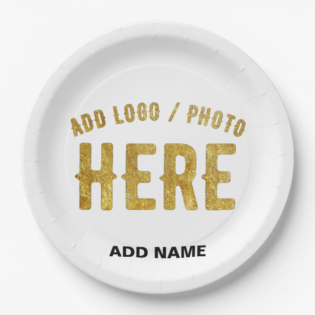 PLATO DE PAPEL ESTILOSO MODERNO PERSONALIZABLE BLANCO VERIFICADO  (Anverso)