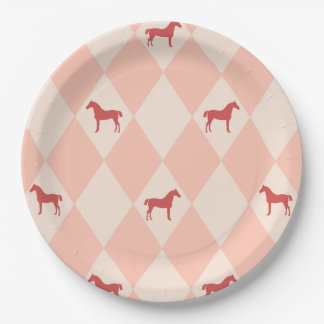 Plato De Papel Estiloso patrón de caballo Harleqiun rosado