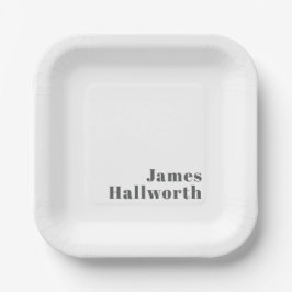 Plato De Papel Estiloso Texto Retro Moderno Editable | Gris