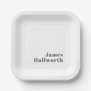 Plato De Papel Estiloso Texto Retro Moderno Editable Gris