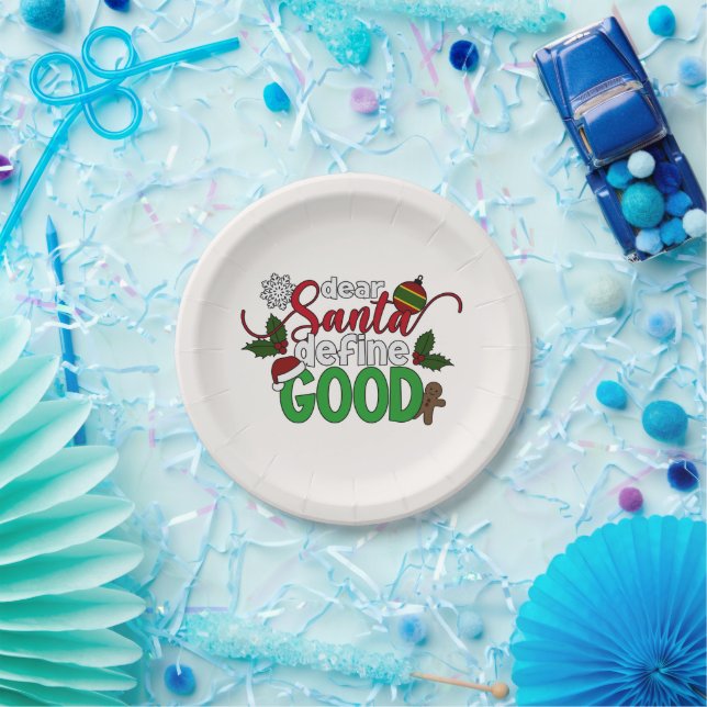 Plato De Papel Estimado Santa Define Buenos Navidades | Placa de  (Fiesta)
