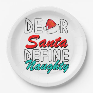 Plato De Papel Estimado Santa, Define Naughty—Navidades Cutos Dis