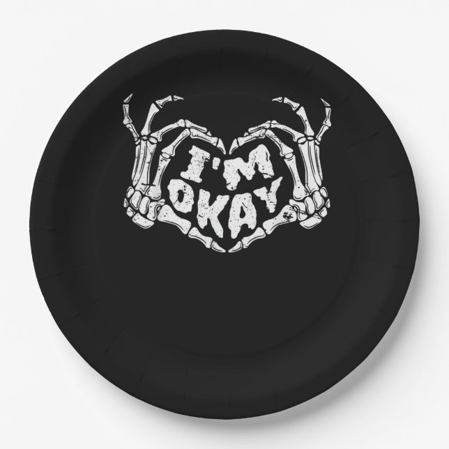 Plato De Papel Estoy bien, divertida Halloween Costume Skeleton M (Anverso)