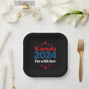 Plato De Papel Estoy con ella Kamala Vota por la Presidenta Kamal