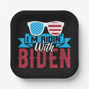 Plato De Papel Estoy Ridin con Biden