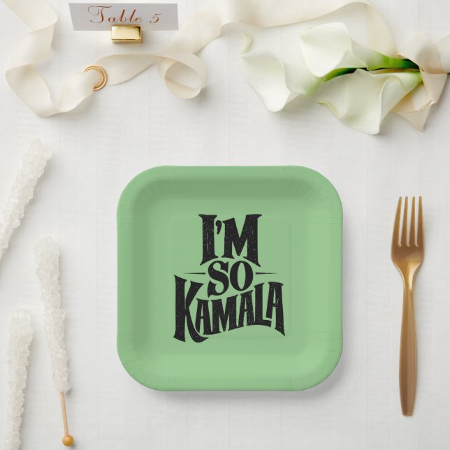 Plato De Papel Estoy tan Kamala Brat Green Meme (Boda)