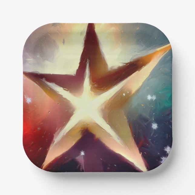 Plato De Papel Estrella 4 navidades (Anverso)